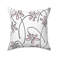 doodle flowers - hand-drawn flower cotton candy - light pink floral fabric and wallpaper