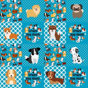 Bigger Patchwork 6" Squares Crazy Dog Mom for Cheater Quilt or Blanket