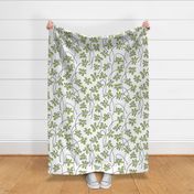 doodle flowers - hand-drawn flower lime - green floral fabric and wallpaper