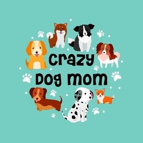 6" Circle Panel Crazy Dog Mom for Embroidery Hoop Projects Quilt Squares