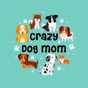 4" Circle Panel Crazy Dog Mom for Embroidery Hoop Projects Quilt Squares Iron On Patches
