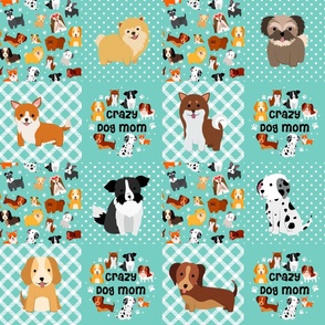 Bigger Patchwork 6" Squares Crazy Dog Mom for Cheater Quilt or Blanket