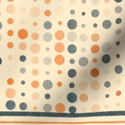 Lots of Dots and Plaid in Orange and Slate on Cream