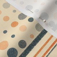 Lots of Dots and Plaid in Orange and Slate on Cream