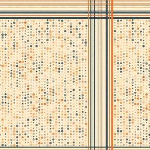 Lots of Dots and Plaid in Orange and Slate on Cream