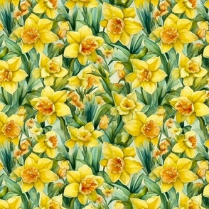 Golden Meadows Watercolor Daffodils