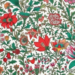 Colorful Pink, Red, and Green Floral