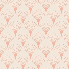 Art Deco Geometric fan - Egret white , baby pink