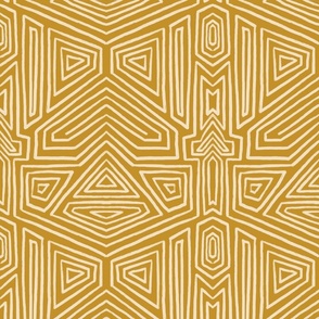 Ava Abstract Tribal Oily Brush Lines - Mustard Yellow