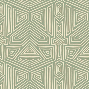 Ava Abstract Tribal Oily Brush Lines - Sage