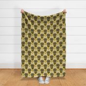 east fork flowers and birds - beige / black / green lime (large scale)