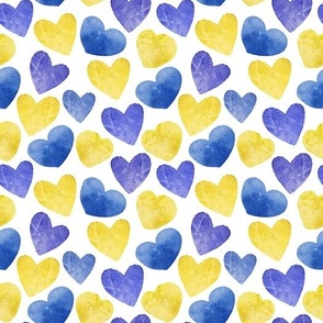 Simple Blue and Yellow Watercolor Hearts