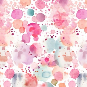 Pastel Pink And Teal Loose Watercolor Confetti Pattern Smaller Scale