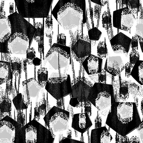 Black and white geometric abstraction with rhombuses