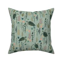 Under the sea - Sea Turtles green shell M