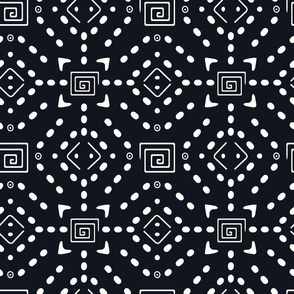 Black and White MudCloth Pattern, Boho Tile