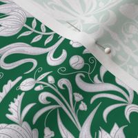 Baroque Toile on Green and  Gray / Small Scale