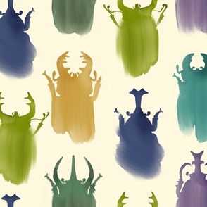Rhinoceros beetles watercolor