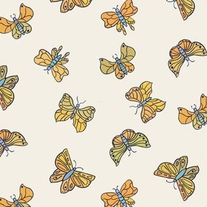 doodle butterflies // cool yellow