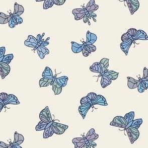 doodle butterflies // pastel blue