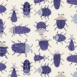 handdrawn doodle bugs // dark purple