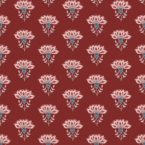 Indian Garden Floral | on red | 6