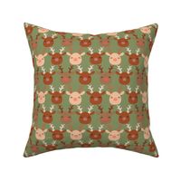 medium 4x4in reindeer - green