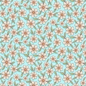 Doodle Blossom Scatter Aqua Cream - mini scale - mix and match