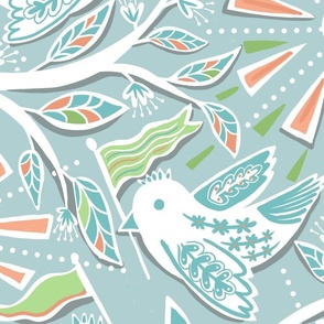 birds celebrating spring wallpaper