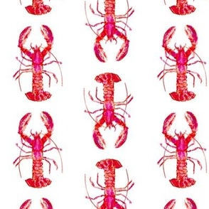 Watercolor Lobsters in Reds and Pinks
