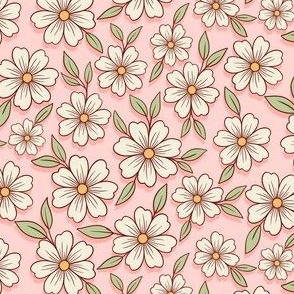 Doodle Blossom Scatter Peach Cream - small scale - mix and match