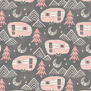 Little Camper - medium - pink and gray 