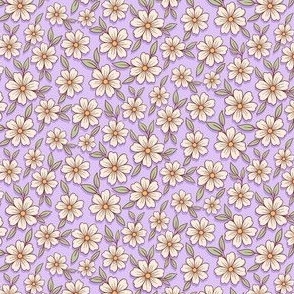 Doodle Blossoms Scattered Lavender Cream -mini scale - mix and match