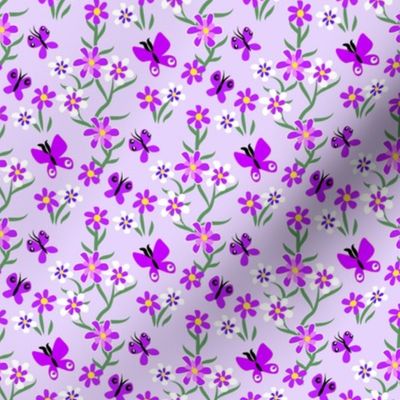 Tiny Butterflies and Blooms in Purple