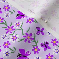 Tiny Butterflies and Blooms in Purple