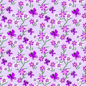 Tiny Butterflies and Blooms in Purple