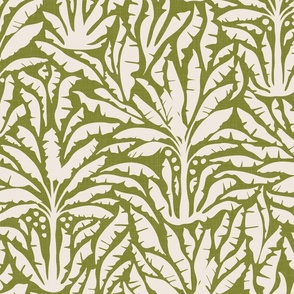 Palm Trees on Vintage Olive Green / Large