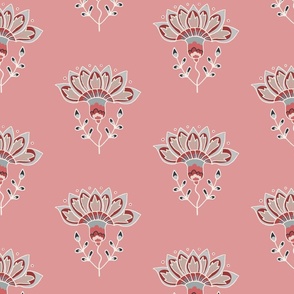 Indian Garden Floral | on pink | 12