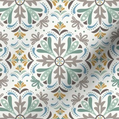 Andalusia - Spanish Tile Ivory Taupe Sage Blue Regular Scale