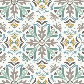 Andalusia - Spanish Tile Ivory Taupe Sage Blue Regular Scale