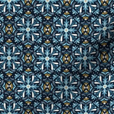 Andalusia - Spanish Tile Blue Gold Small Scale