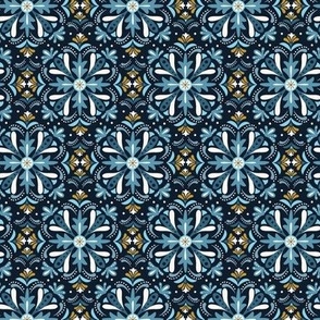 Andalusia - Spanish Tile Blue Gold Small Scale