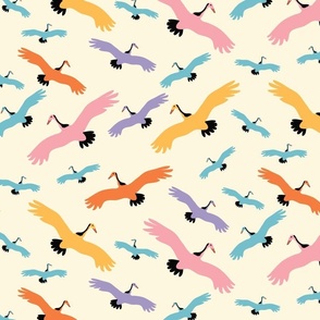 Retro Flying Birds - regular scale ©designsbyroochita