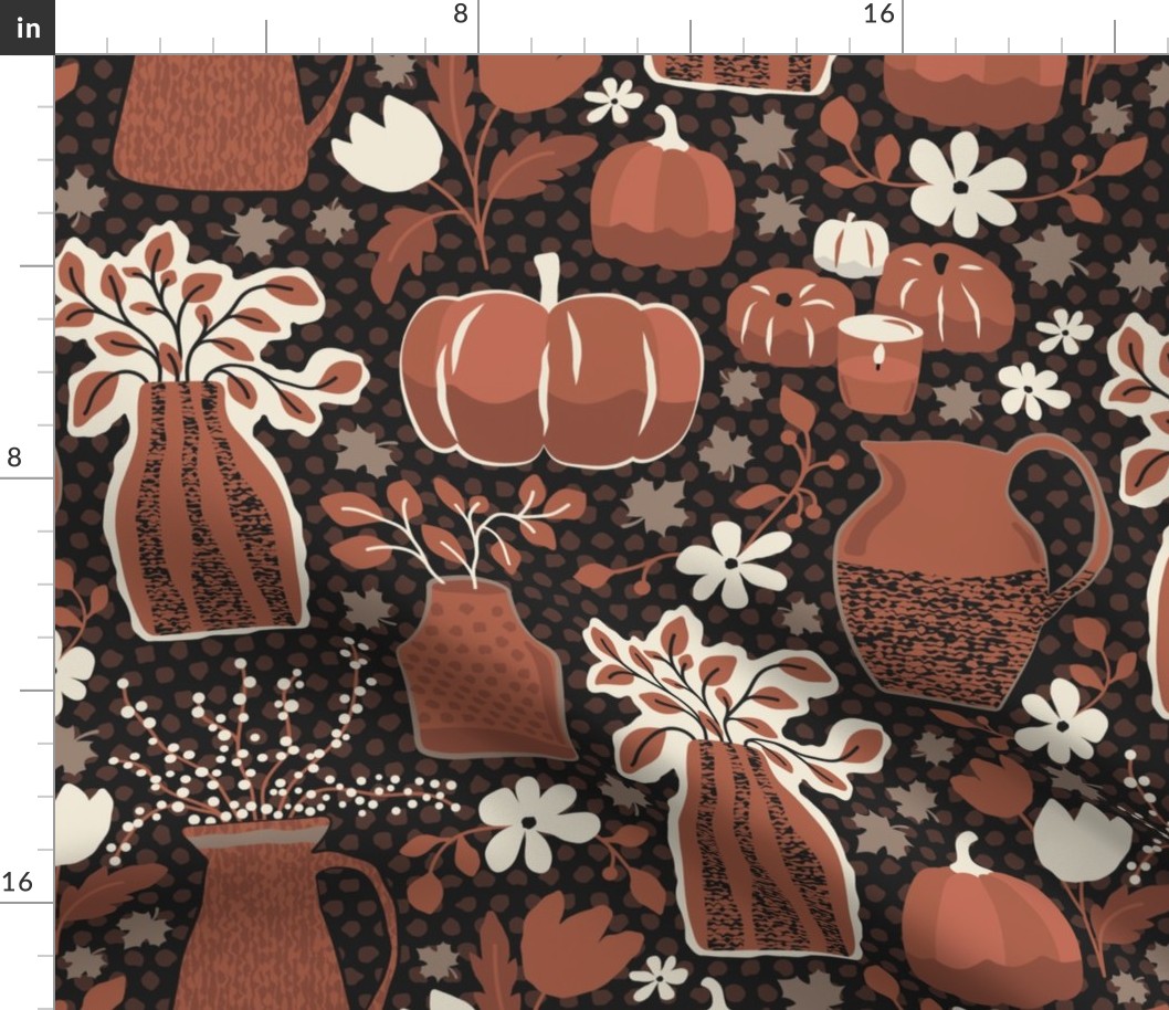 Black and Brown - Autumn Vase decor - Fall Linen - Regular scale ©designsbyroochita