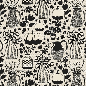 Black and White - Autumn Vase decor - Fall Linen - Regular scale ©designsbyroochita