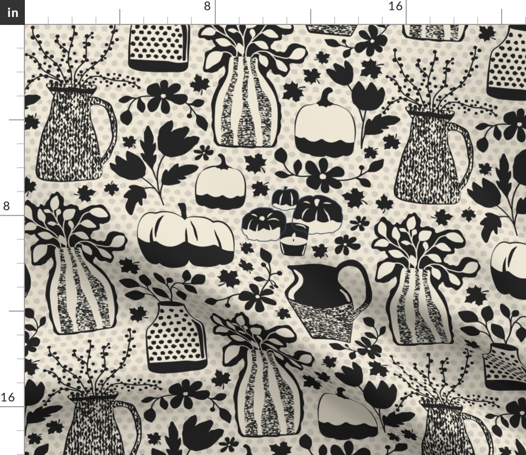 Black and White - Autumn Vase decor - Fall Linen - Regular scale ©designsbyroochita