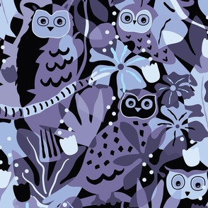 Purple - medium - Maximalist Moody Owl Jungle Wallpaper ©designsbyroochita