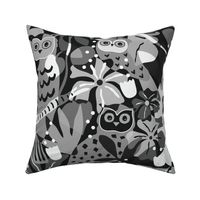 Black and White - medium - Maximalist Moody Owl Jungle Wallpaper ©designsbyroochita