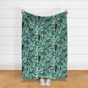 Retro Sea Green - Medium - Maximalist Moody Owl Jungle Wallpaper ©designsbyroochita