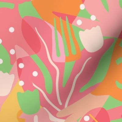 Vibrant Green and Pink - Medium - Maximalist Moody Owl Jungle Wallpaper ©designsbyroochita